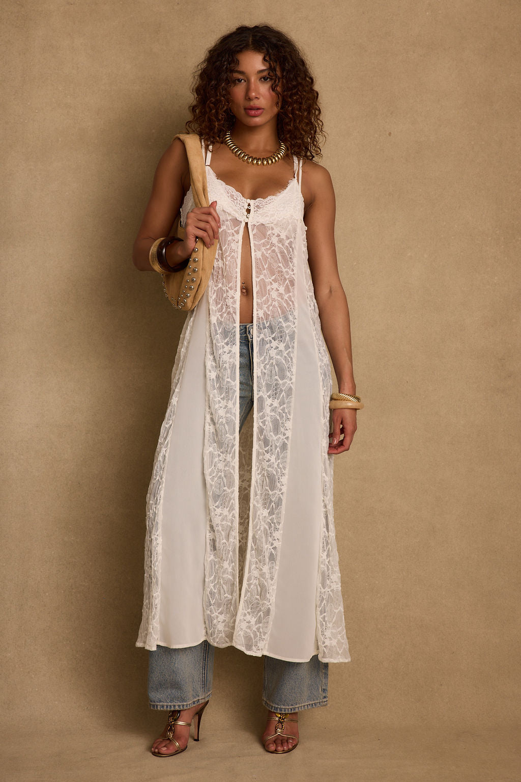 Blanca White Lace Longline Tank